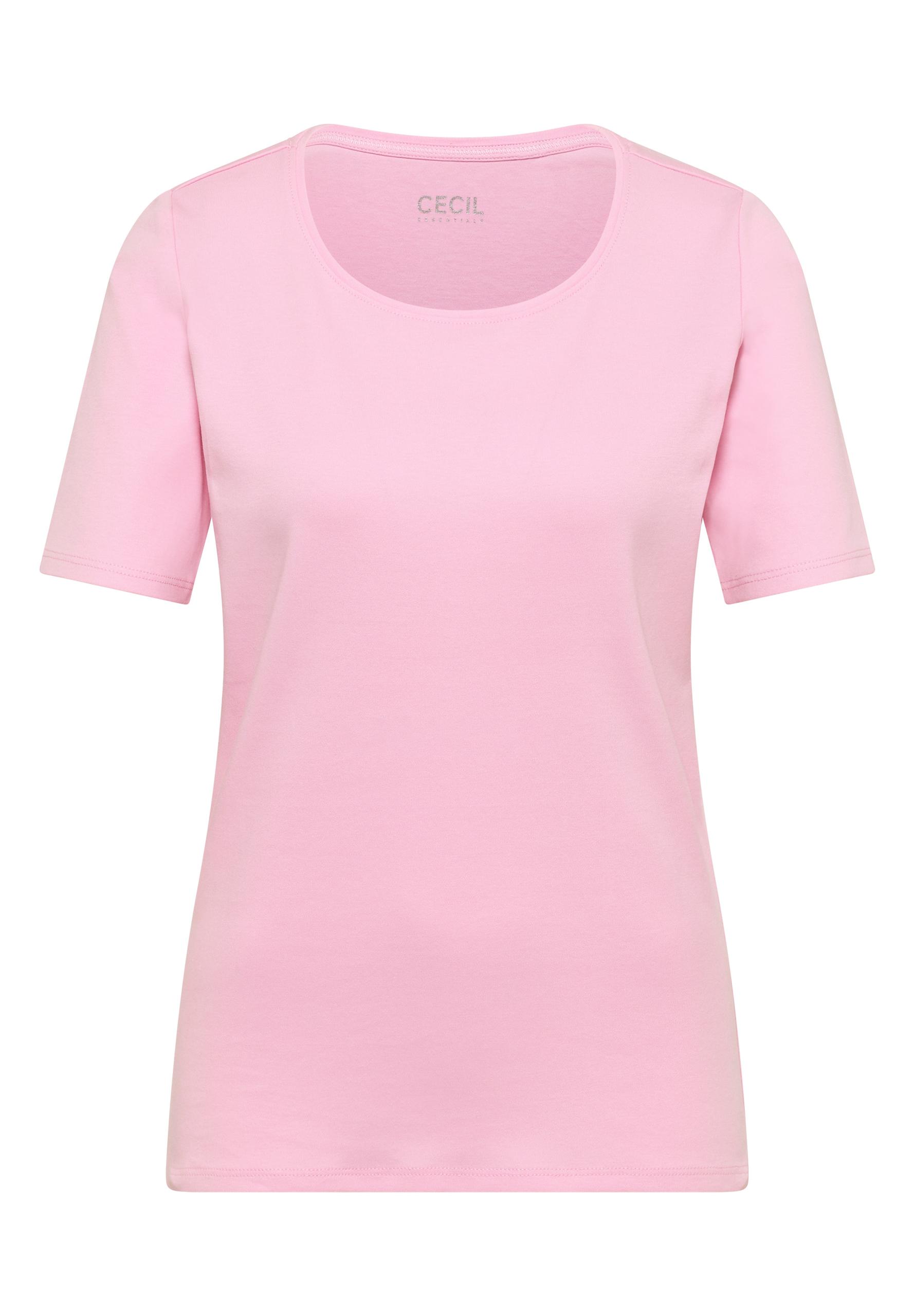 Basic T-Shirt mit Rundhals in Unifarbe XXL - Light Blush Rose
