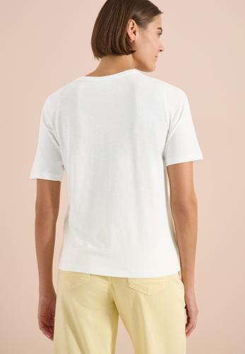 T-Shirt mit Split Neck in Unifarbe