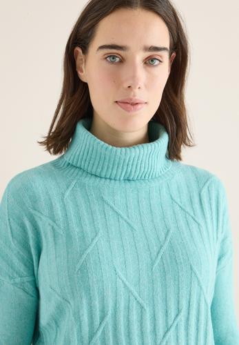 Struktur Rollkragenpullover L - Foam Blue Melange