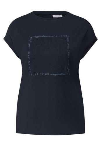 Shirt mit Glitzer-Print S - Universal Blue