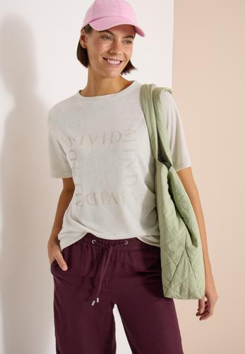 T-Shirt in Leinen-Optik mit Print
