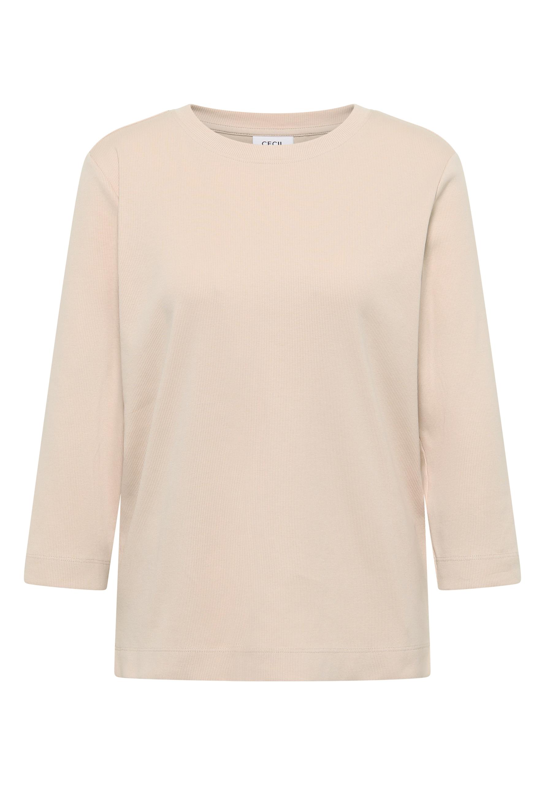 Shirt mit Rippstruktur L - Oat Milk Beige
