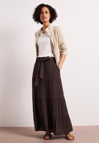 Maxi-Rock mit Volants und Gürteldetail 38 - Espresso Brown
