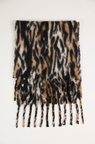 Flauschiger Schal mit Tigermuster OS - Whisky Gemustert