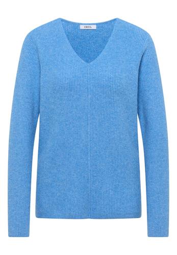 V-Neck Pullover L - Fountain Blue Melange
