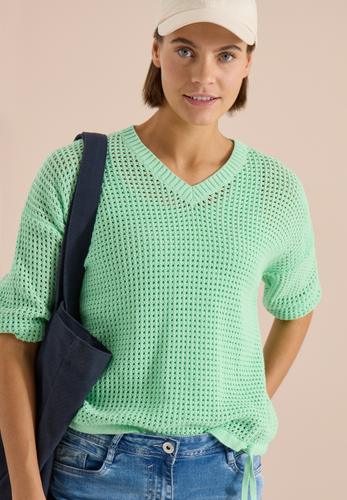 Kurzarm Pullover im Crochet-Look L - Juicy Lime
