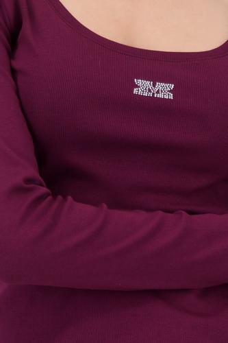 Langarmshirt mit Strass 40 - Bordeaux