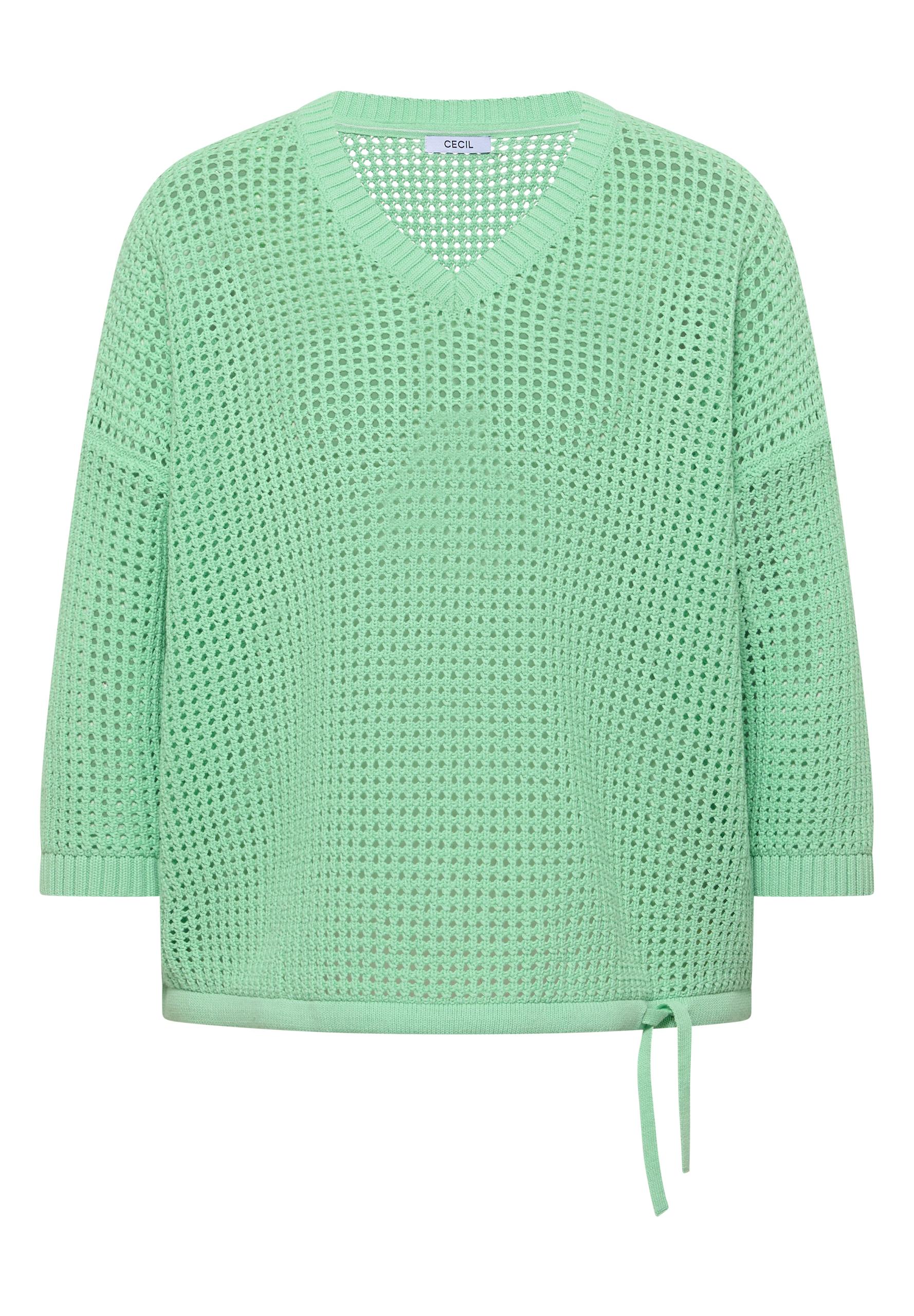 Kurzarm Pullover im Crochet-Look L - Juicy Lime