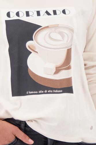 Langarmshirt mit Cappuccino-Aufdruck 36 - Almond