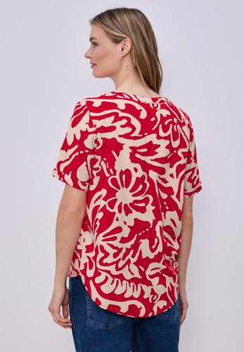 Kurzarm Bluse mit floralem Muster 38 - Salsa Red