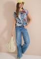 T-Shirt mit Boatneck und Grafikprint XXL - Palm Breeze Green