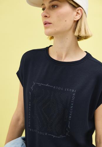 Shirt mit Glitzer-Print S - Universal Blue