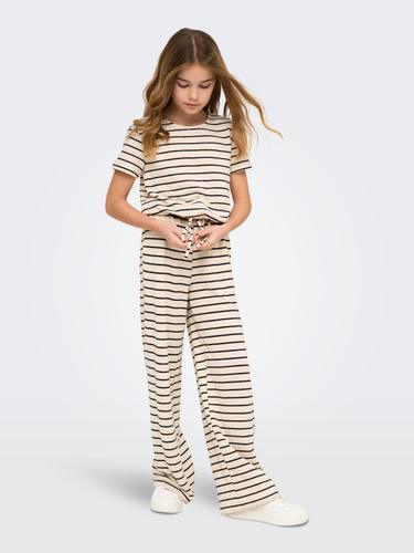 KOGJANA STRIPED WIDE PANT JRS 134/140 Weiter Beinschnitt - Tofu