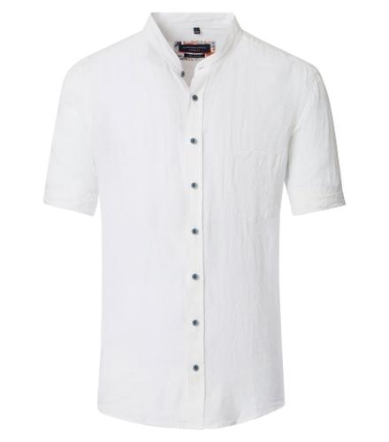 Leinenhemd XXL Casual Fit Short - Weiß