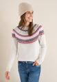 Gemusterter Strickpullover XL - Eggshell Melange
