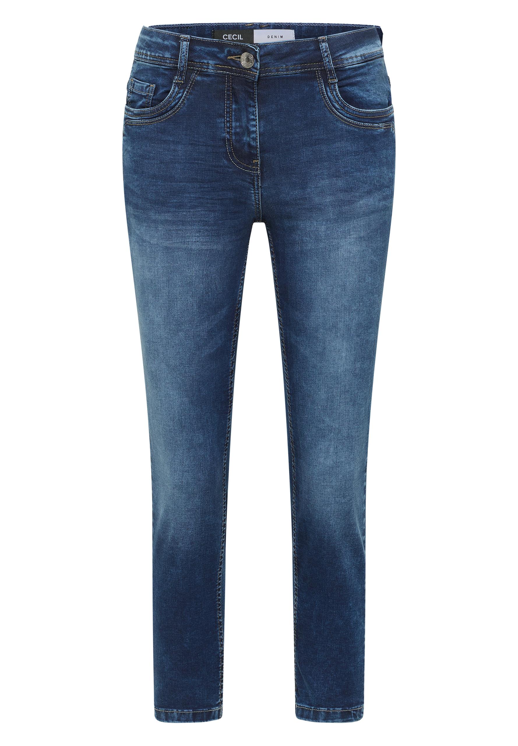 Mid Waist Slim Leg Jeans im Casual Fit 32/7/8 Hosen - Mid Blue Used Wash