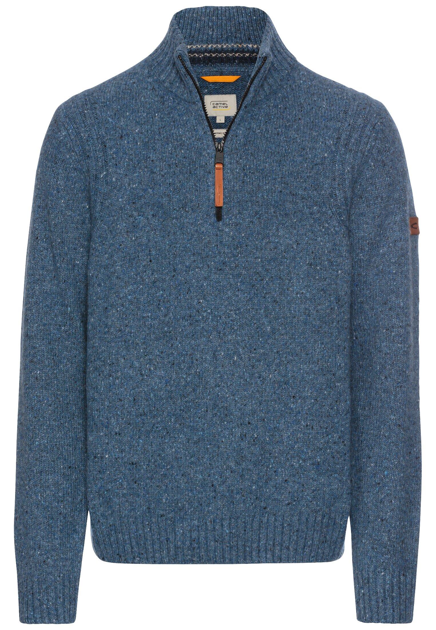 Troyer Pullover aus einem Wollmix XXL Regular Fit - Denim Blue