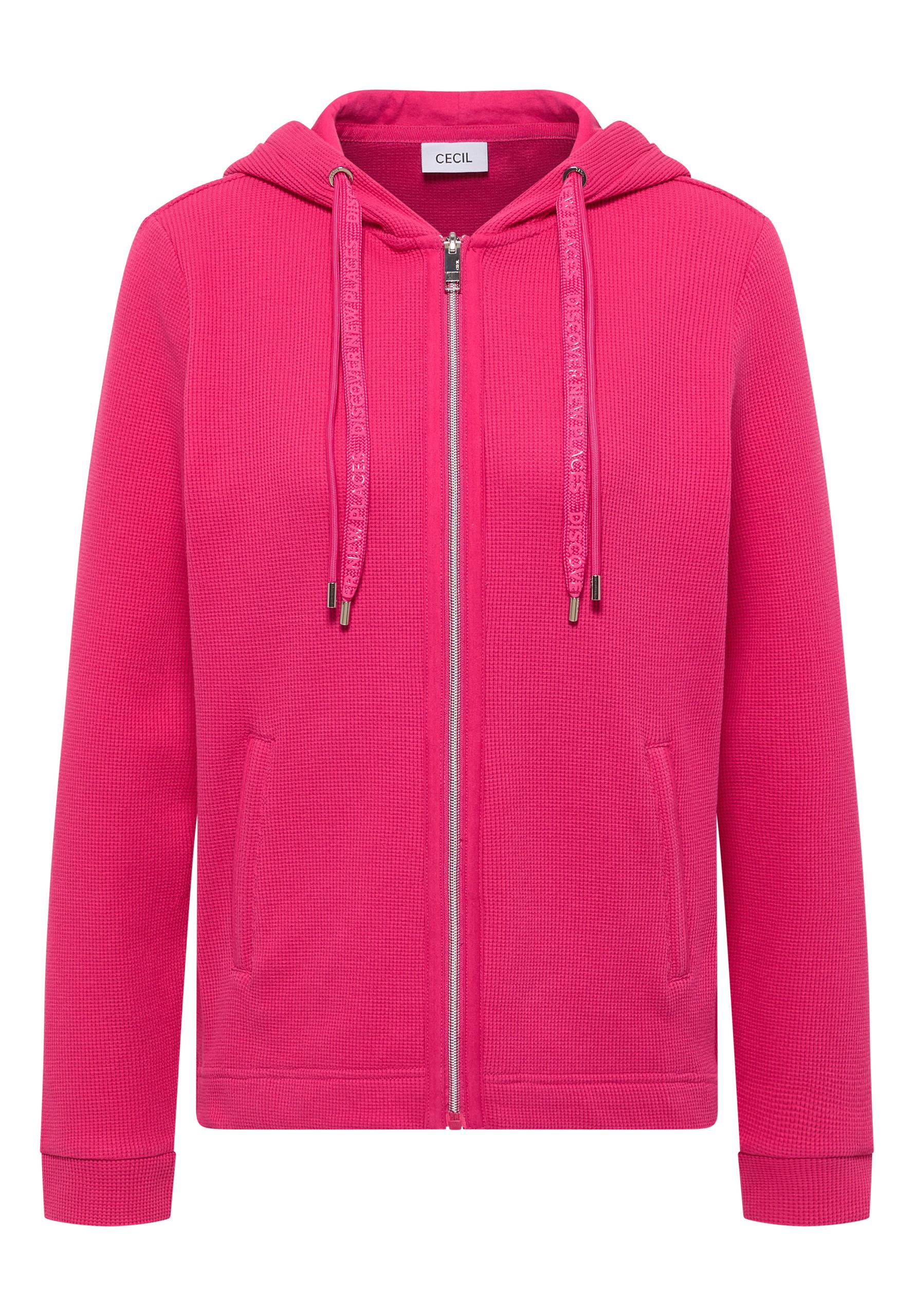 Langarm Jacke mit Kapuze und Taschen L - Beetroot Pink