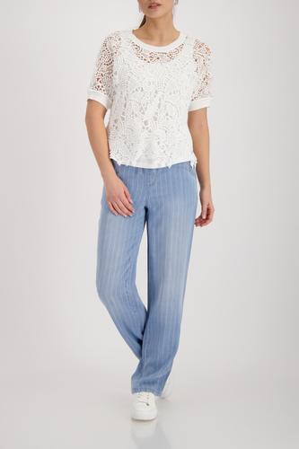 Pullover mit Spitzenmuster 36 - Cream