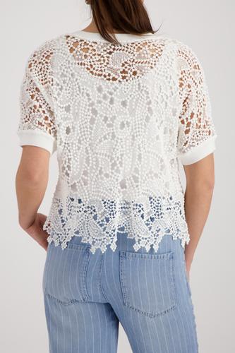 Pullover mit Spitzenmuster 36 - Cream