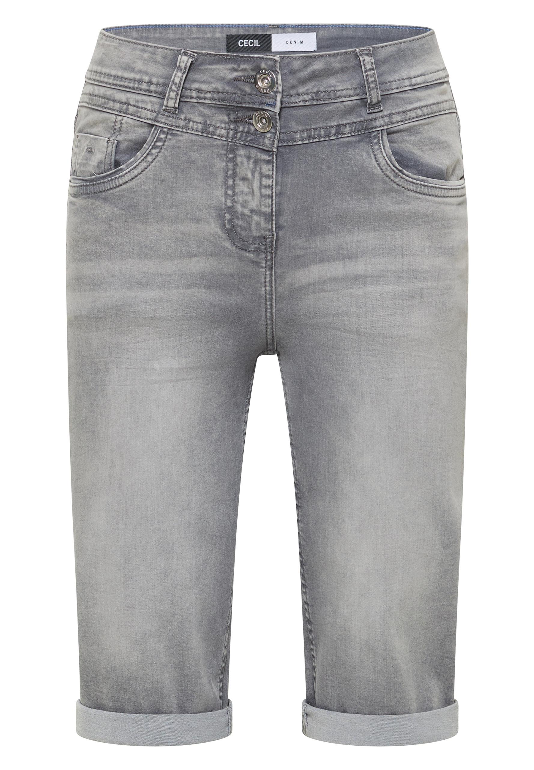 Straight Leg Jeansshorts im Slim Fit 27 - Mid Grey Used Wash