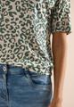 Kurzarm Shirt mit Knöpfen und Leo-Print XL - Macadamia Beige