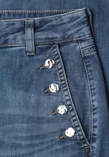 Wide Leg Jeans mit Knopfdetails 27/30 - Medium Blue Wash