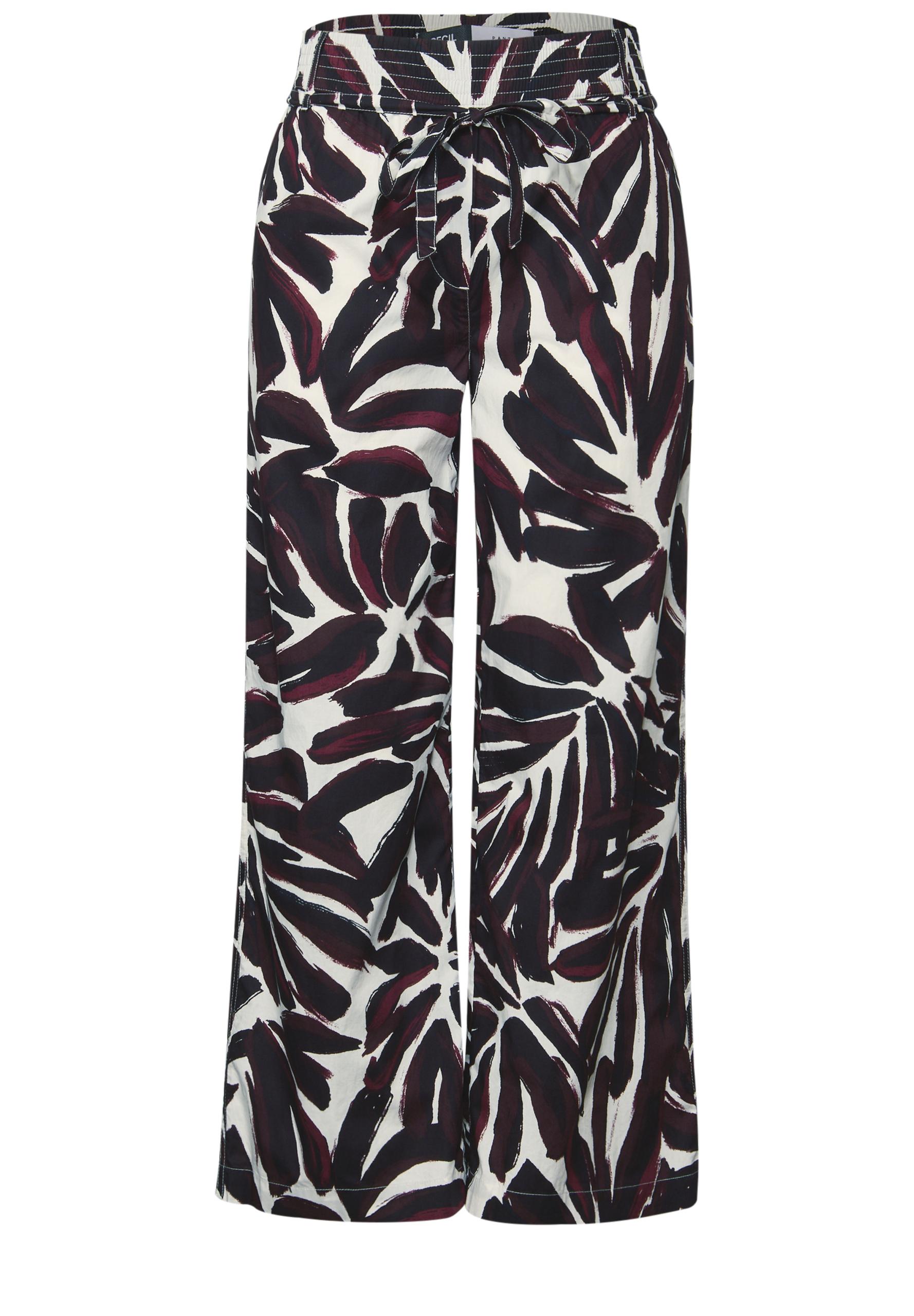 Gemusterte Wide Leg Hose XS/7/8 Hosen - Mulberry Red
