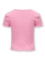 KOGWILMA LIFE S/S SHORT RIB TOP JRS 146/152 Normal geschnitten - Begonia Pink