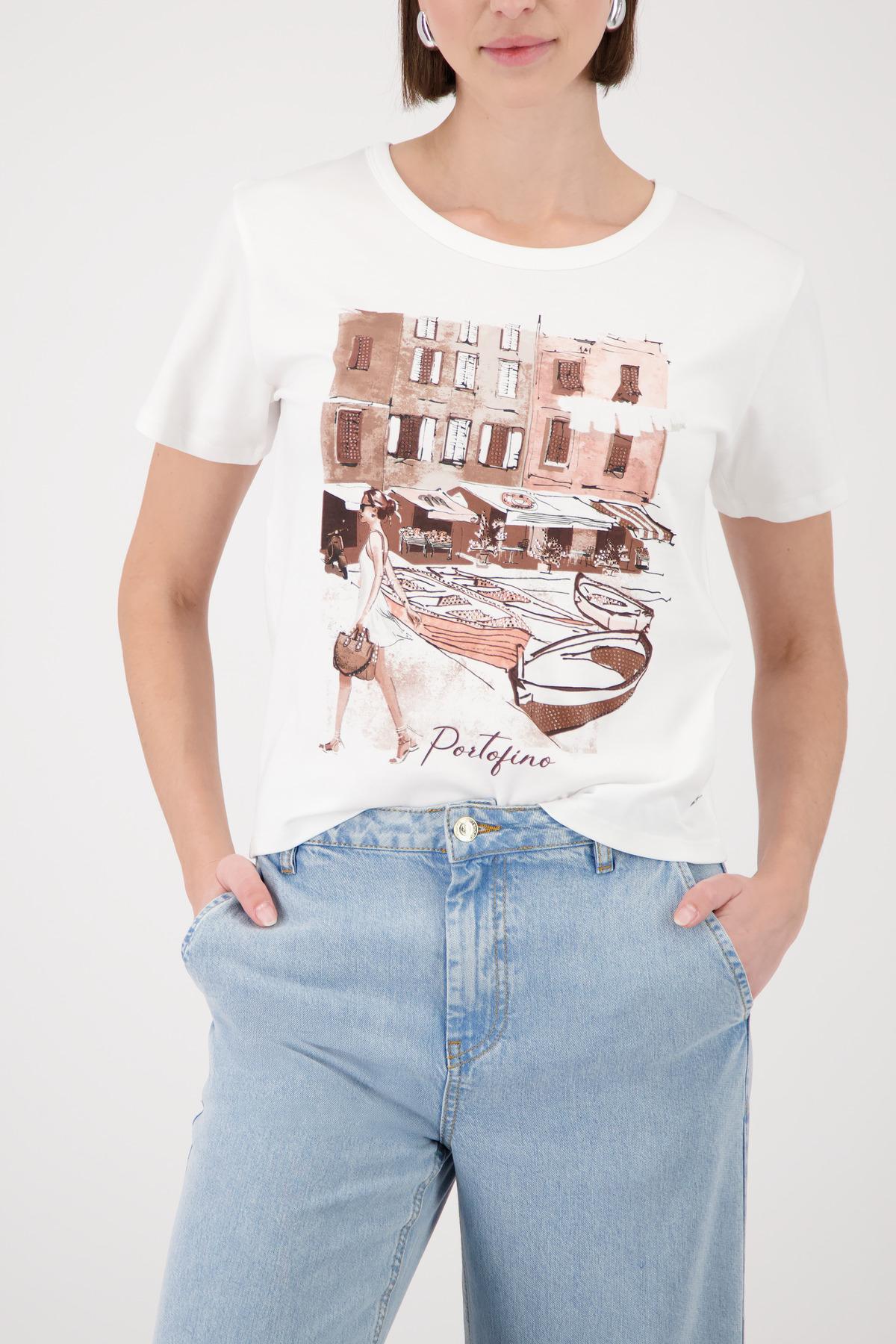 T-Shirt mit City-Print 44 - Cream