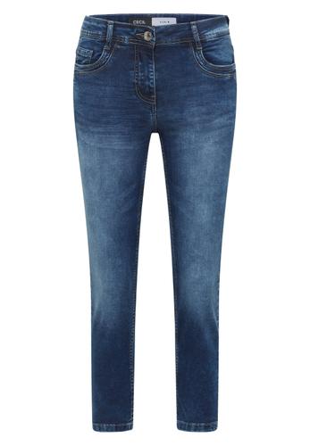 Mid Waist Slim Leg Jeans im Casual Fit 32/7/8 Hosen - Mid Blue Used Wash
