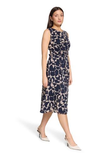 Chiffonkleid 46 Tailliert - Dark Blue/Nature