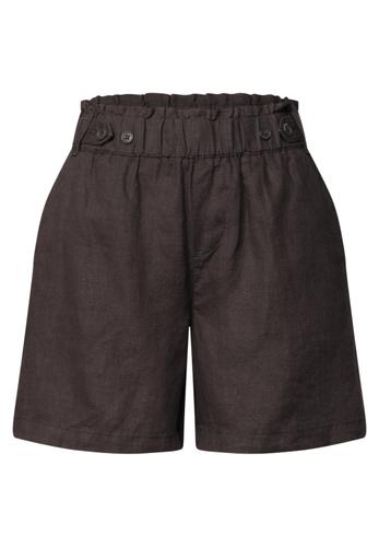 Shorts aus Leinen mit Paperbag-Bund