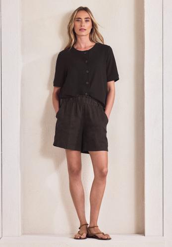 Shorts aus Leinen mit Paperbag-Bund