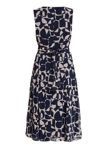 Chiffonkleid 46 Tailliert - Dark Blue/Nature