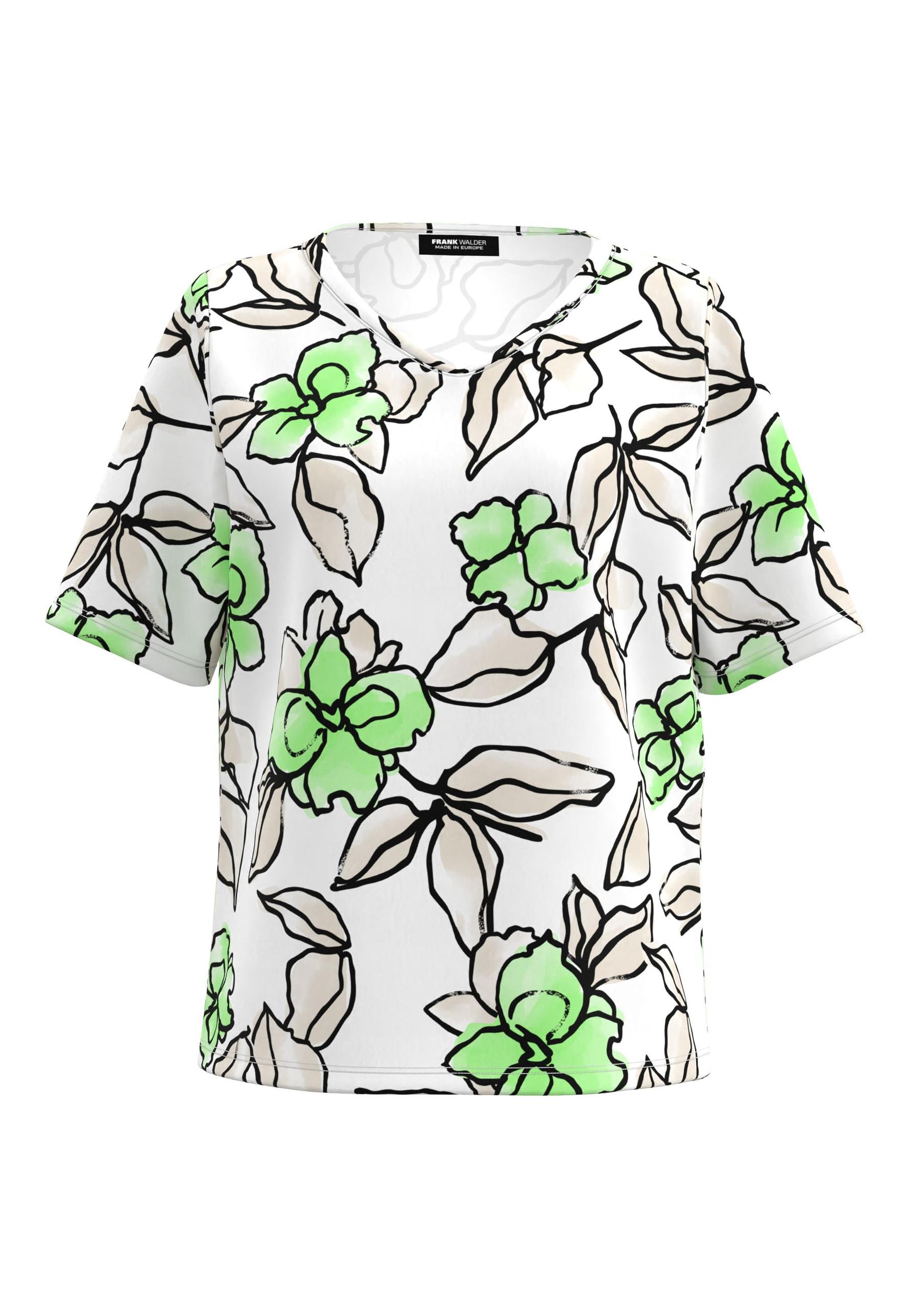 T-Shirt NOS mit Blumenprint 40 - Paradise Green/ecru/schwarz