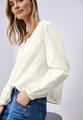 Bluse mit V-Neck und Stickerei 38 - Off White