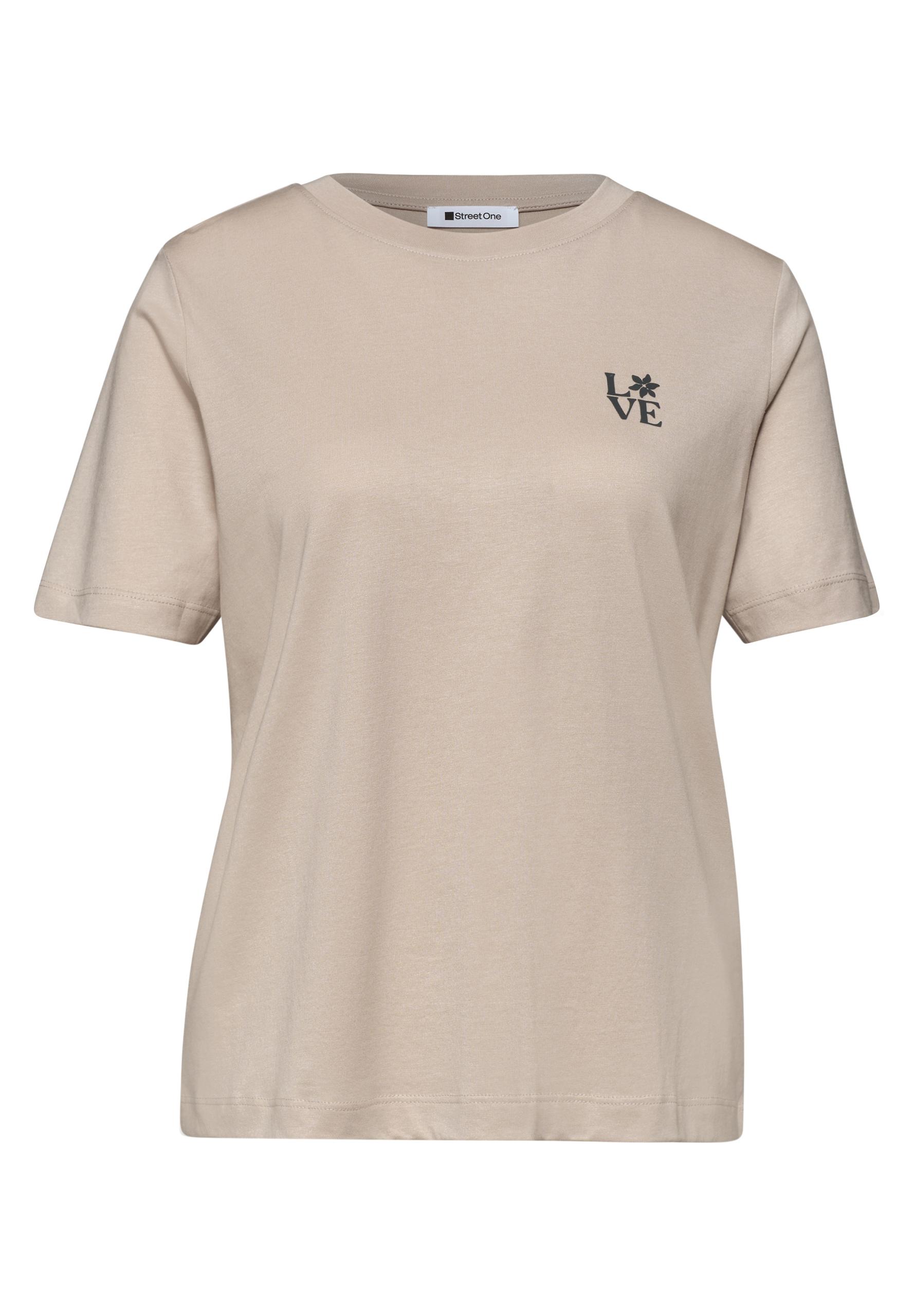 T-Shirt mit Rundhals und Printdetail 42 - Clay Sand
