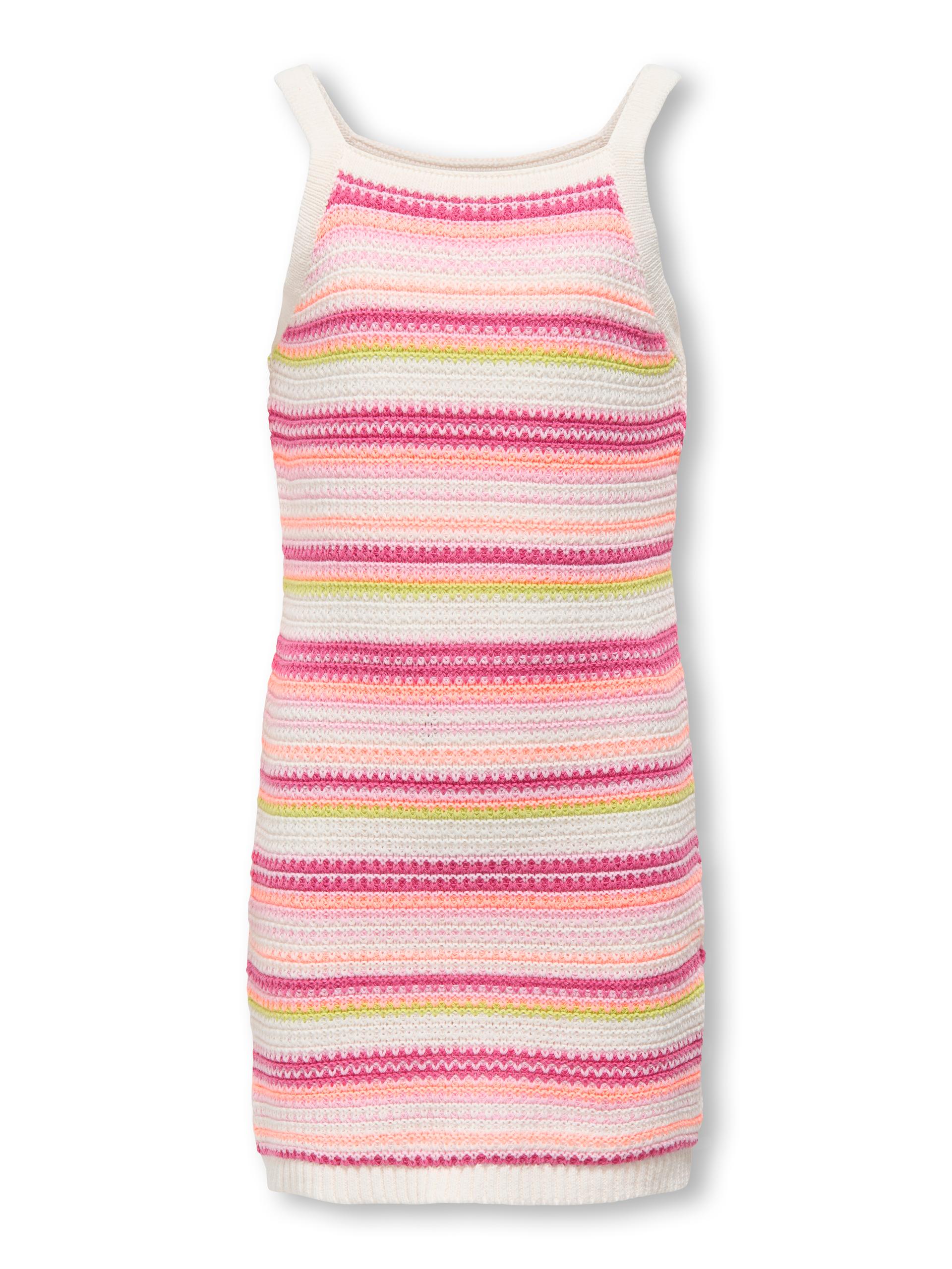 KOGBELLI LIFE SL STRIPE DRESS KNT 134/140 Slim Fit - Ecru
