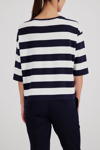 Sweatshirt mit Brusttasche 38 - Marine Ringel