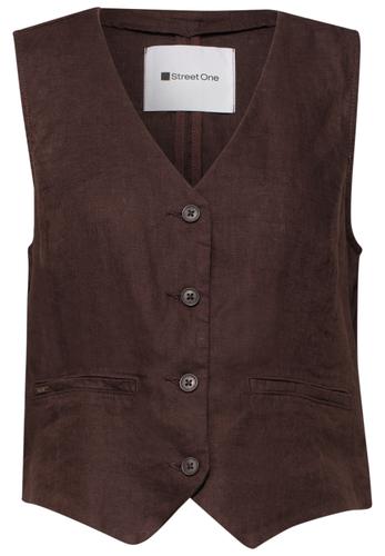 Weste mit V-Neck und Knöpfen aus Leinen 36 - Espresso Brown