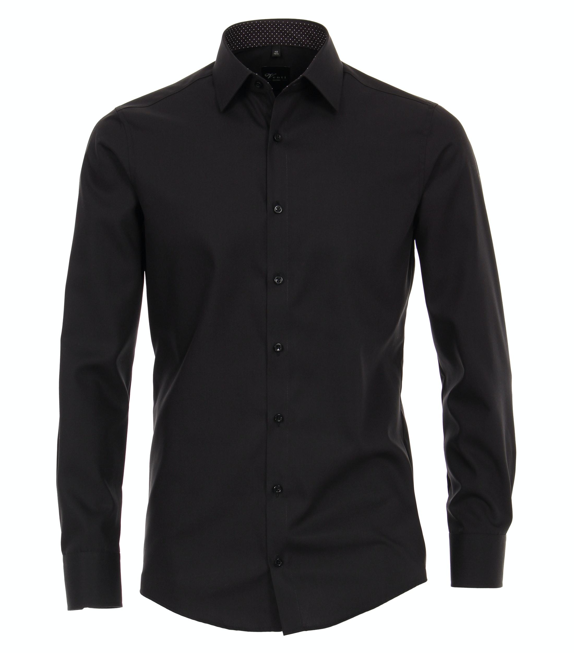 Popeline Hemd uni 38 VM - Schwarz