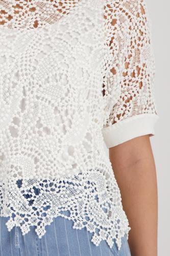 Pullover mit Spitzenmuster 36 - Cream