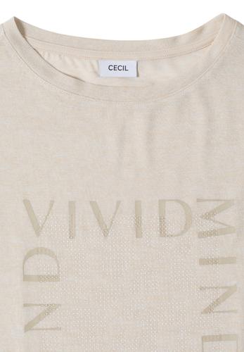 T-Shirt in Leinen-Optik mit Print