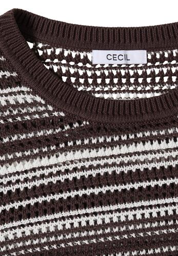 Kurzarm Pullover mit Rundhals und Streifen