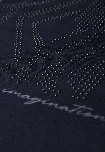 Shirt mit Glitzer-Print S - Universal Blue