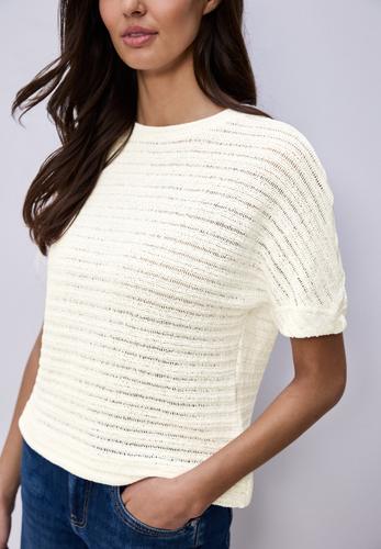 T-Shirt mit Rundhals und Struktur 40 - Off White