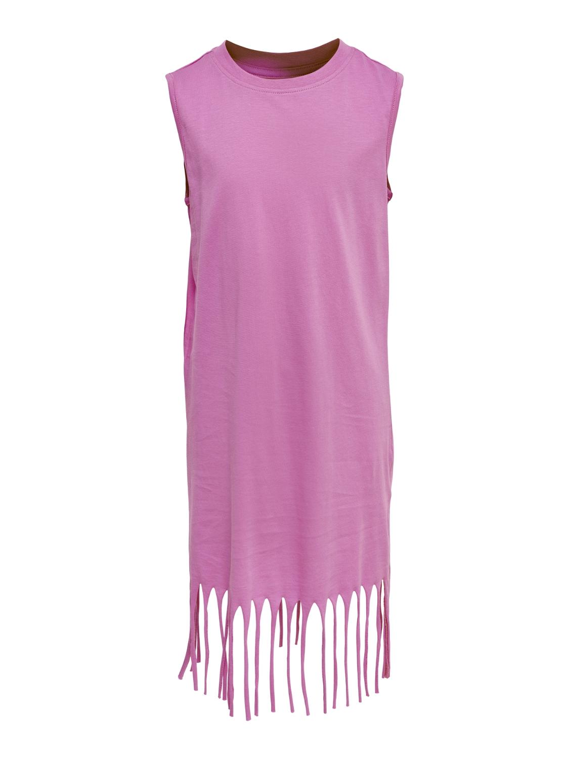 KOGMAY S/S FRINGES DRESS JRS 158/164 Normal geschnitten - Super Pink