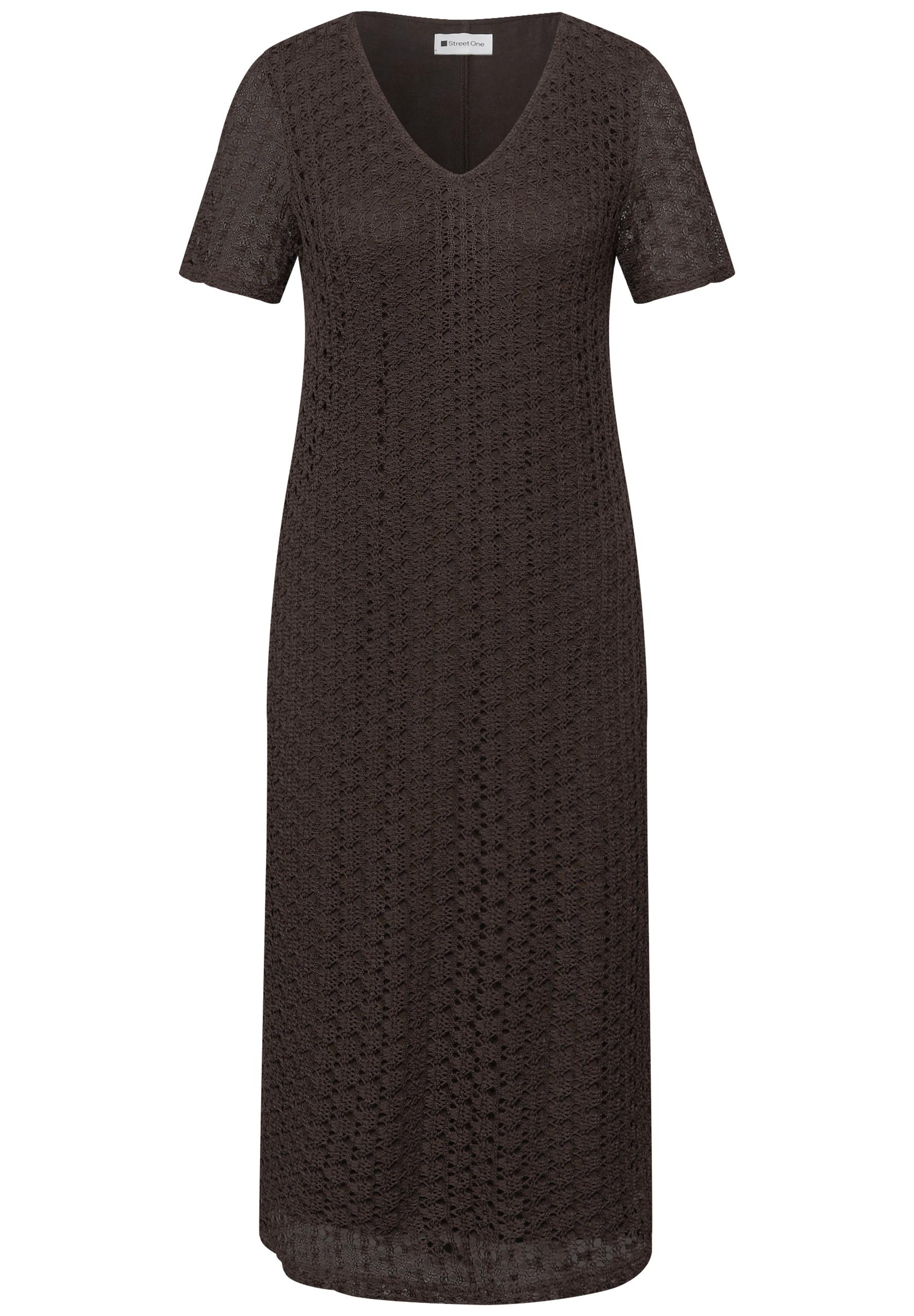 Midi-Kleid aus Spitze in Unifarbe 36 - Espresso Brown