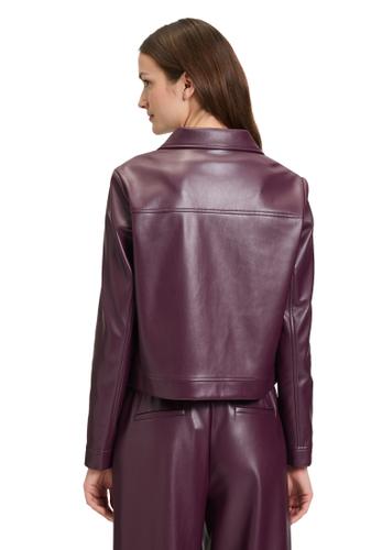 Lederjacke 36 Lässig - Dark Aubergine